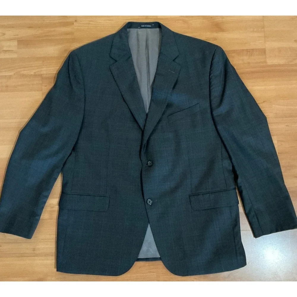 Cremieux Loro Piana 48R Navy Windowpane‎ Wool Blazer Denver CT Made Canada